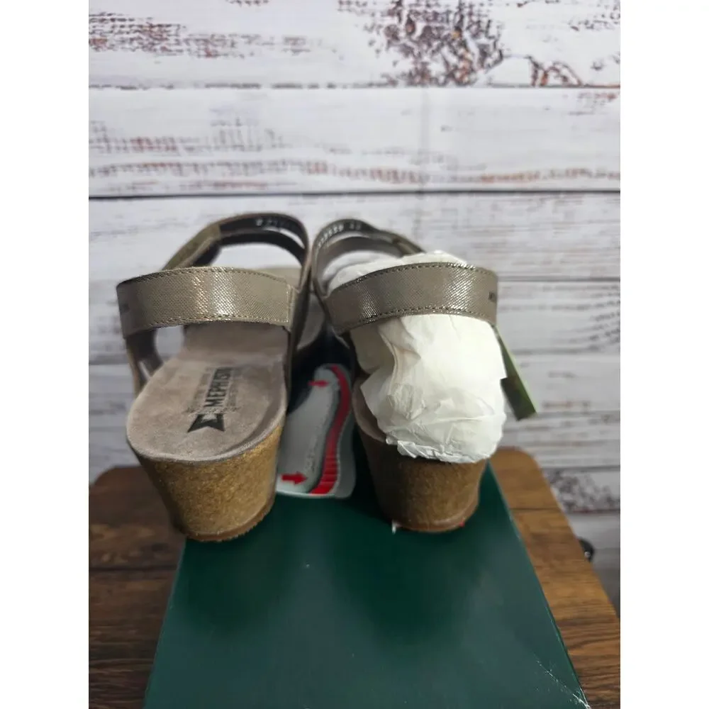 Mephisto Minoa Women's Sandals US 12 EU 44 Camel Liz Wedge Cork Heel NIB